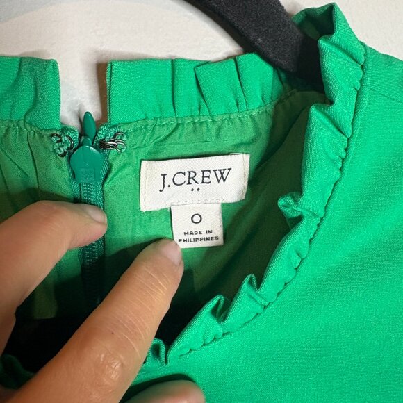 J. Crew Factory Ruffleneck Knee Length Suit Dress In Modern Clover - Picture 4 of 6